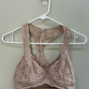 Free People Floral Lace Bralette in Soft Brown